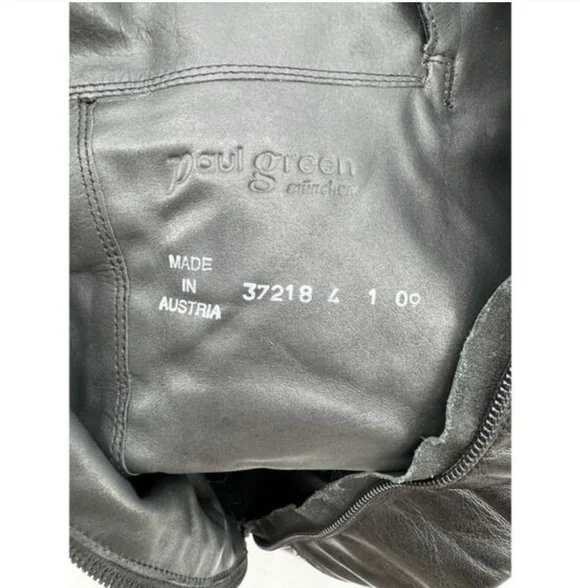 *Paul Green* Black Leather Tall Riding Moto Boots *Austrian-crafted* - Picture 8 of 13